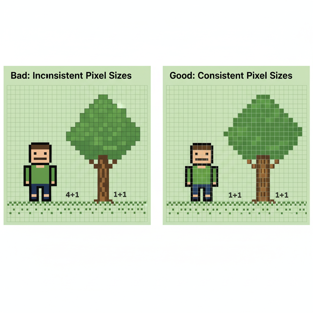 Inconsistent Pixel Sizes - Common Mistake in Pixel Art